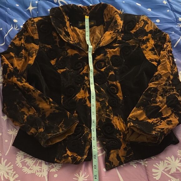 Jackets & Blazers - Special Sky Tie-Dye Rosette Zip Women's Short Blazer Ducktail Shoulder Pads